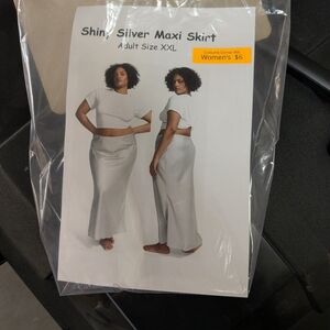 New Women's XXL Silver Maxi Skirt